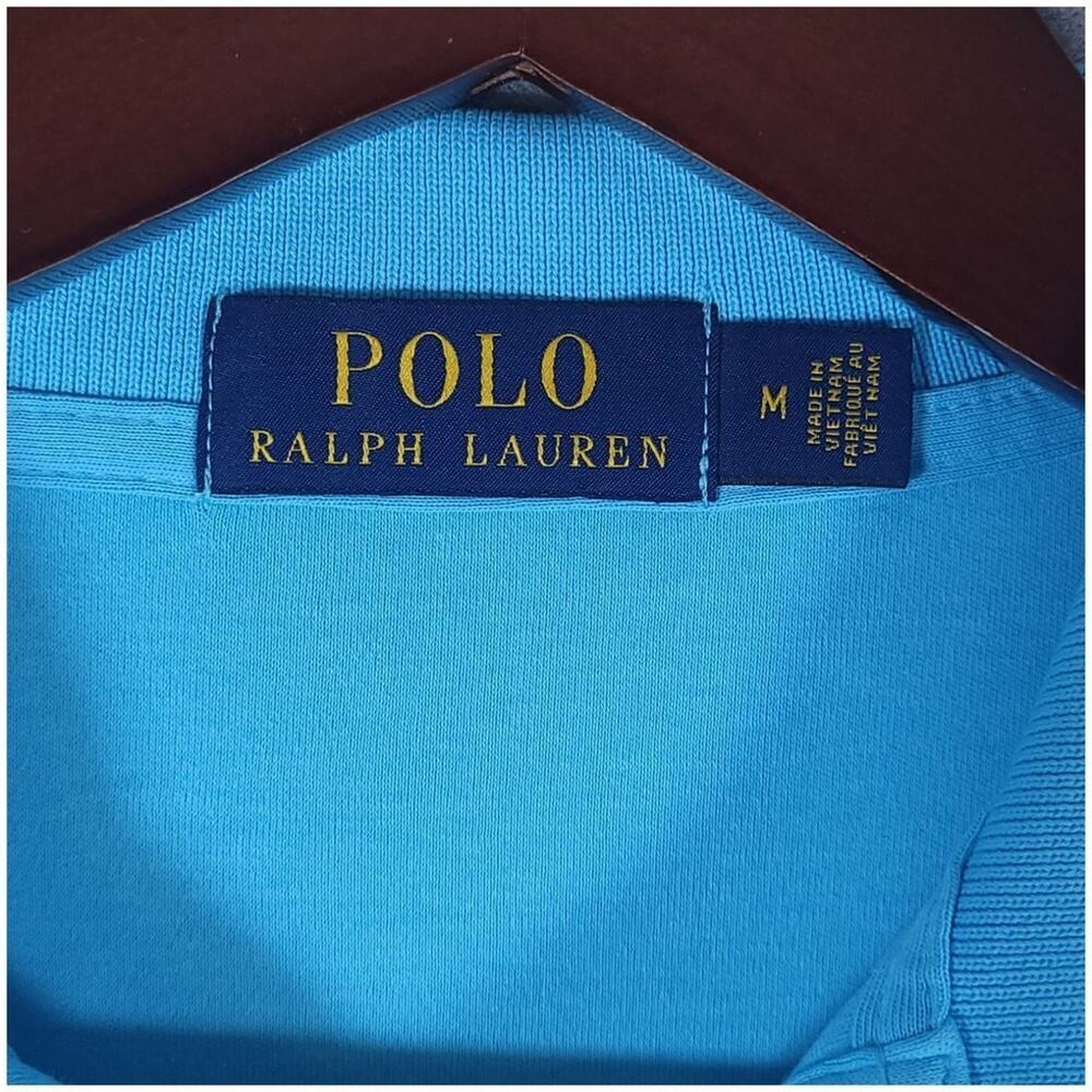 Polo Ralph Lauren Classic Fit Polo Mens Size Medium Aqua Blue Purple Pony Preppy - Picture 8 of 11